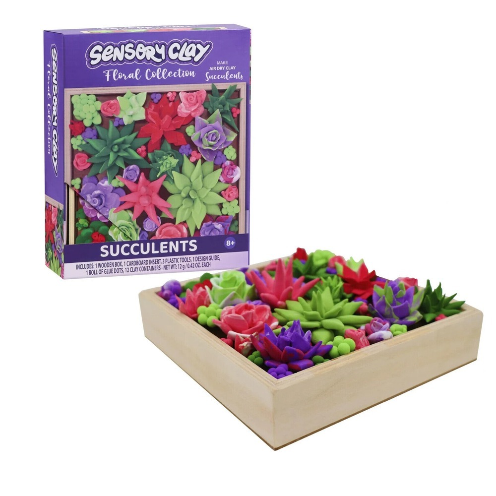 Sensory Clay Floral Collection Succulents Air Dry Clay Art & Crafts Kit Decor